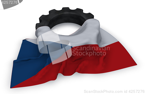 Image of gear wheel and flag of the Czech Republic  - 3d rendering