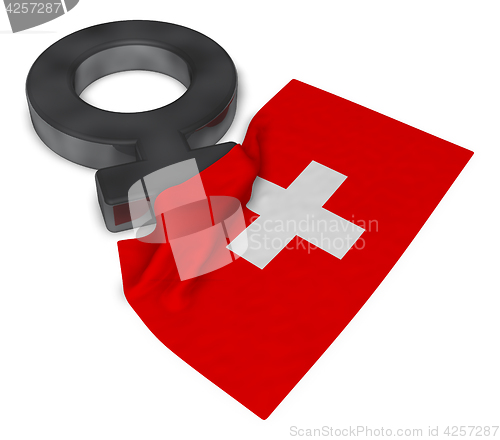 Image of female symbol and flag of switzerland - 3d rendering