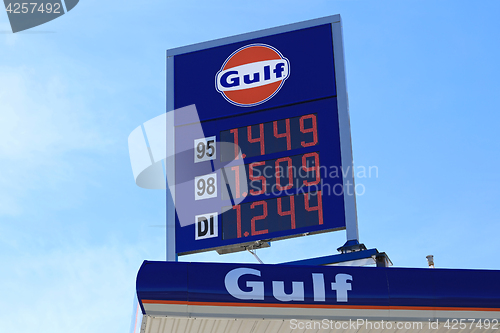 Image of Gulf Sign with Fuel Prices 