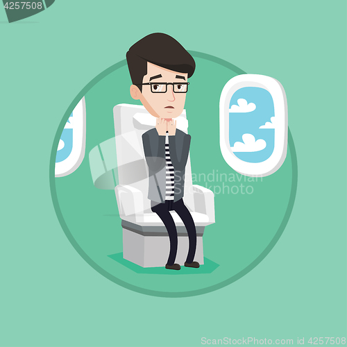 Image of Young man suffering from fear of flying.