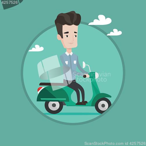 Image of Man riding scooter vector illustration.