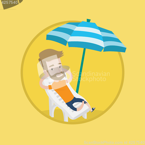 Image of Man relaxing on beach chair vector illustration.