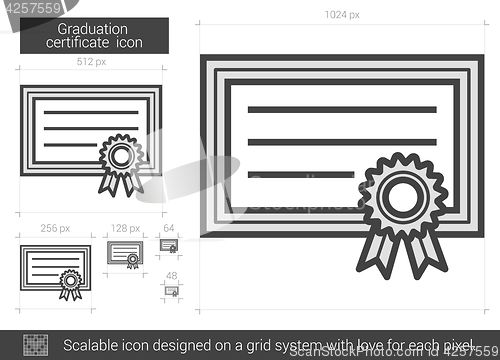 Image of Graduation certificate line icon.