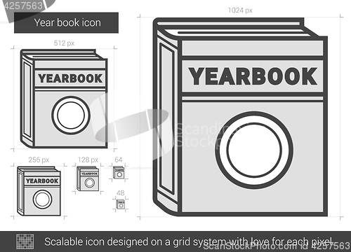 Image of Year book line icon.