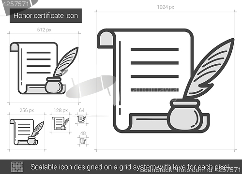 Image of Honor certificate line icon.