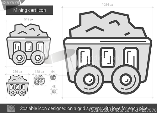 Image of Mining cart line icon.