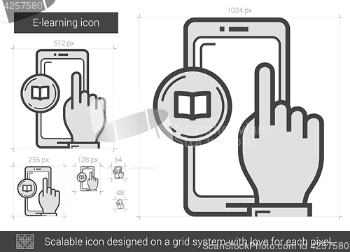 Image of E-learning line icon.