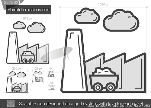 Image of Harmful emissions line icon.