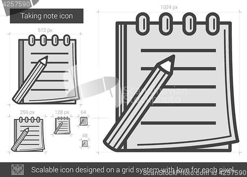 Image of Taking note line icon.