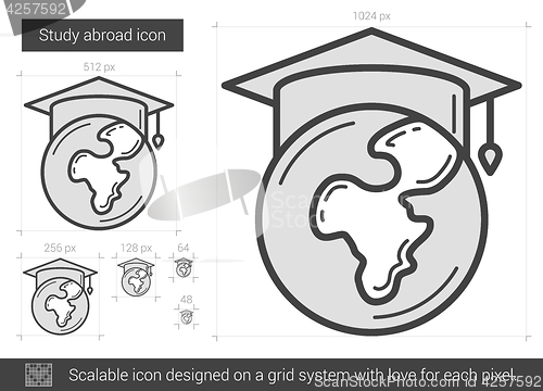 Image of Study abroad line icon.