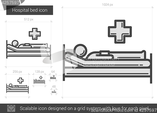 Image of Hospital bed line icon.