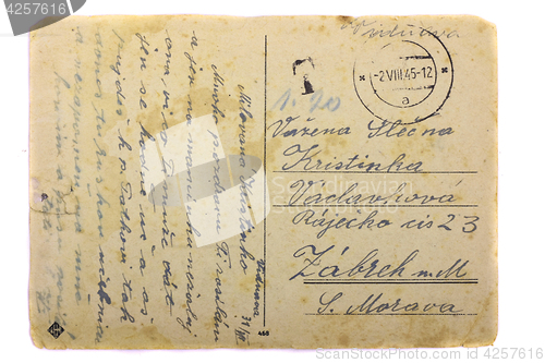 Image of old postcard isolated