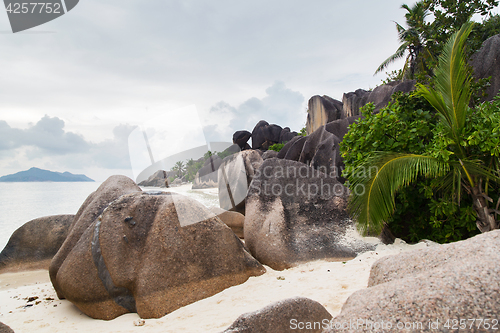 Image of island beach in indian ocean on seychelles