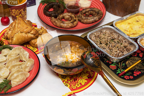 Image of Russian table with food