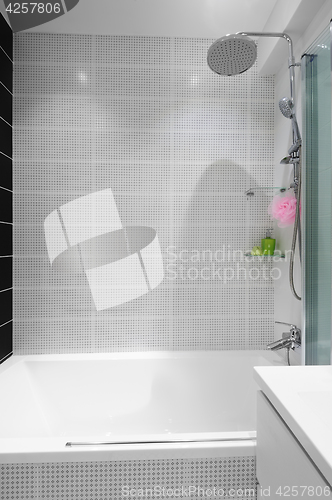 Image of Modern luxury white bathroom interior