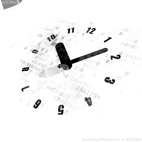 Image of Timeline concept: Clock on Digital background