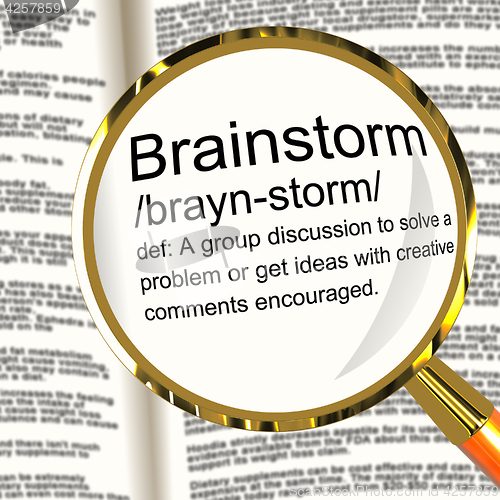 Image of Brainstorm Definition Magnifier Showing Research Thoughts And Di