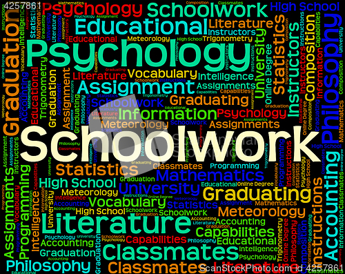 Image of Schoolwork Word Shows Undertaking Words And Text