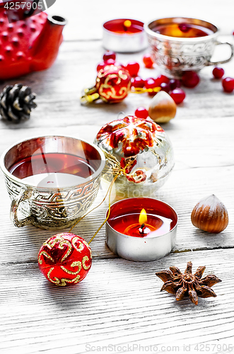 Image of Christmas tea with berry cranberry