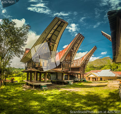 Image of Wooden tongkonans in Sangalla