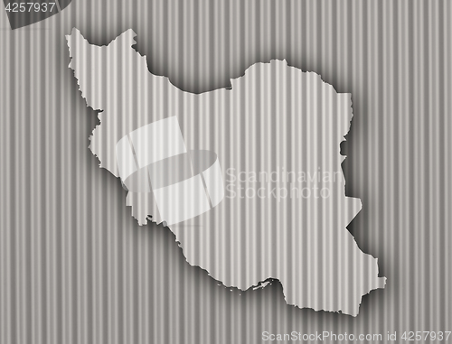 Image of Map of Iran on corrugated iron