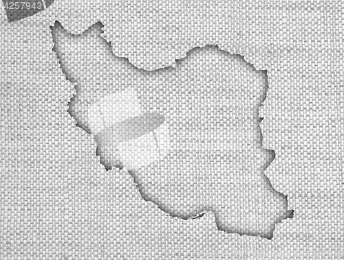 Image of Map of Iran on old linen