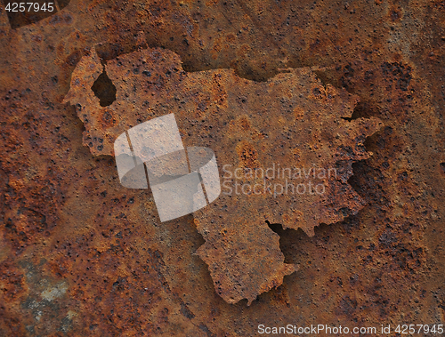 Image of Map of Venezuela on rusty metal