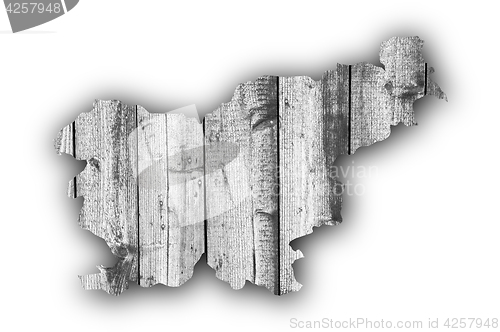 Image of Map of Slovenia on weathered wood
