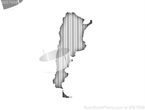 Image of Map of Argentina on corrugated iron