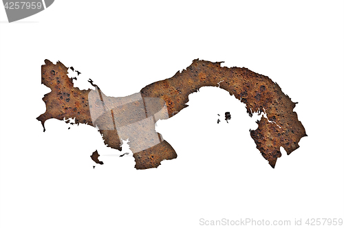 Image of Map of Panama on rusty metal