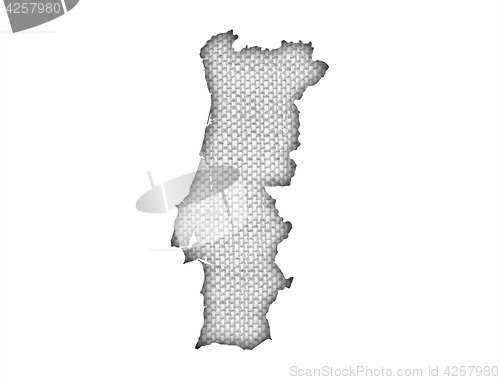 Image of Map of Portugal on old linen