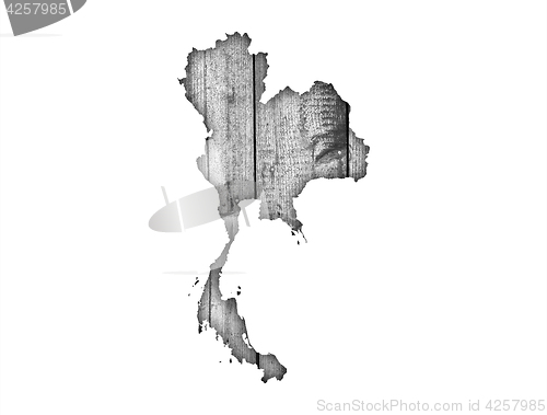 Image of Map of Thailand on weathered wood