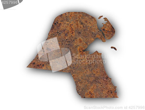 Image of Map of Kuwait on rusty metal
