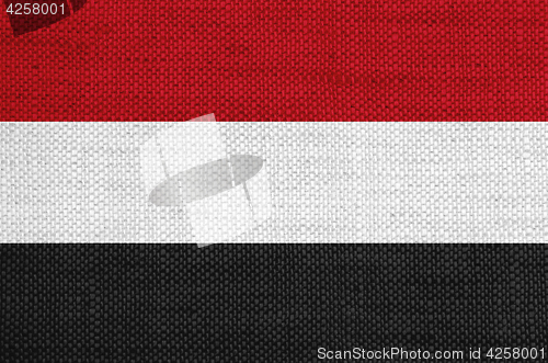 Image of Flag of Yemen on old linen