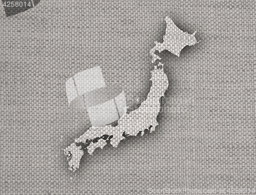 Image of Map of Japan on old linen