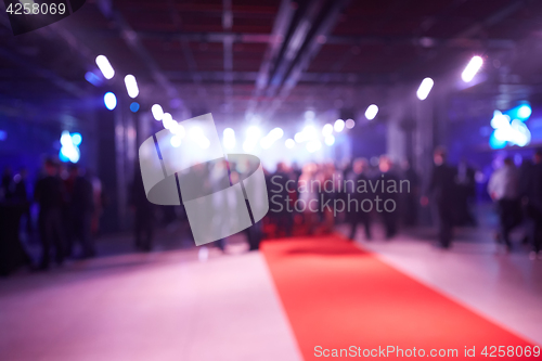 Image of Abstract blurred people in press conference event, business concept