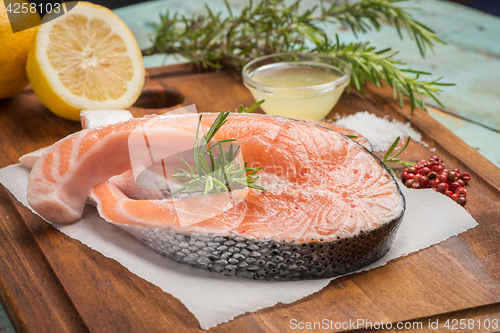 Image of Raw salmon steak