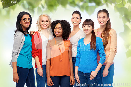 Image of international group of happy smiling women