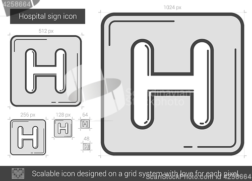 Image of Hospital sign line icon.