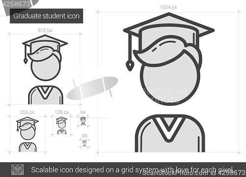 Image of Graduate student line icon.