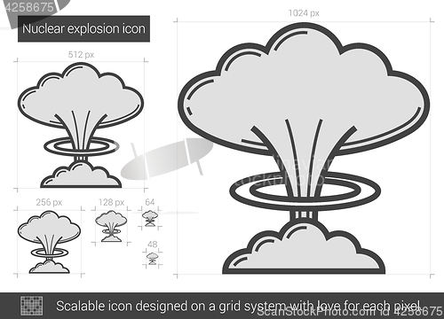 Image of Nuclear explosion line icon.
