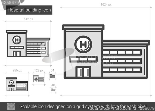 Image of Hospital building line icon.