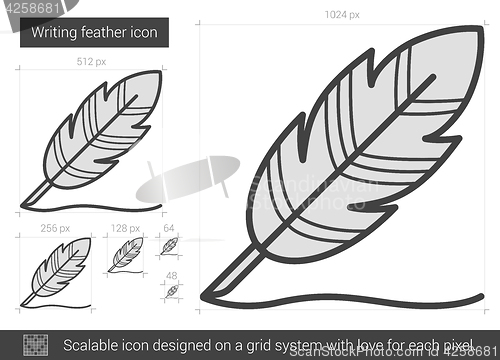 Image of Writing feather line icon.