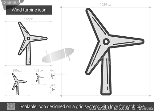 Image of Wind turbine line icon.