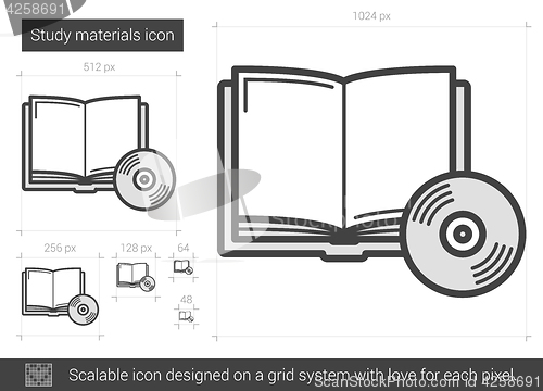 Image of Study materials line icon.