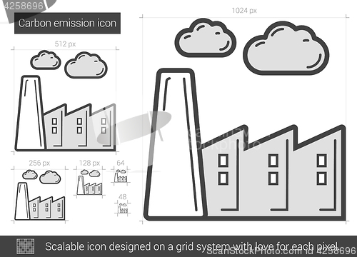 Image of Carbon emission line icon.