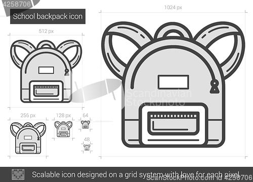 Image of School backpack line icon.