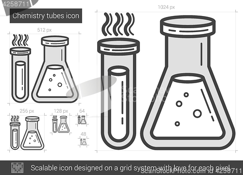 Image of Chemistry tubes line icon.