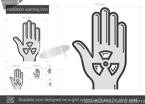 Image of Radiation warning line icon.