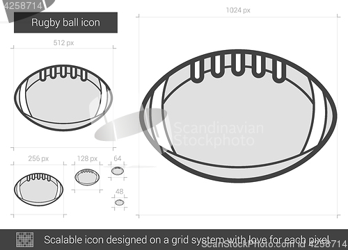 Image of Rugby ball line icon.